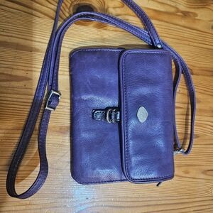 Elegant Purple Leather Crossbody Bag